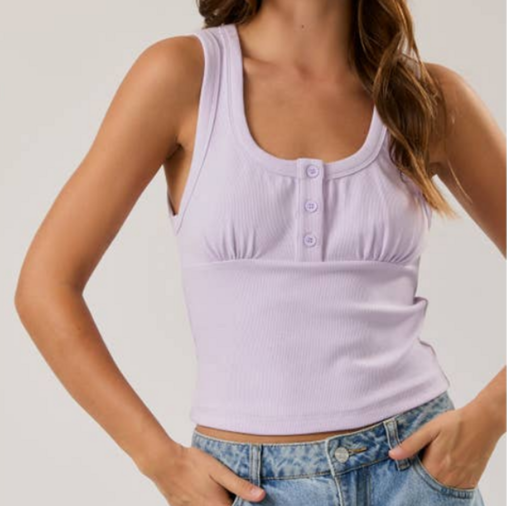 LAVENDER U-Neck Rib Top - LARGE