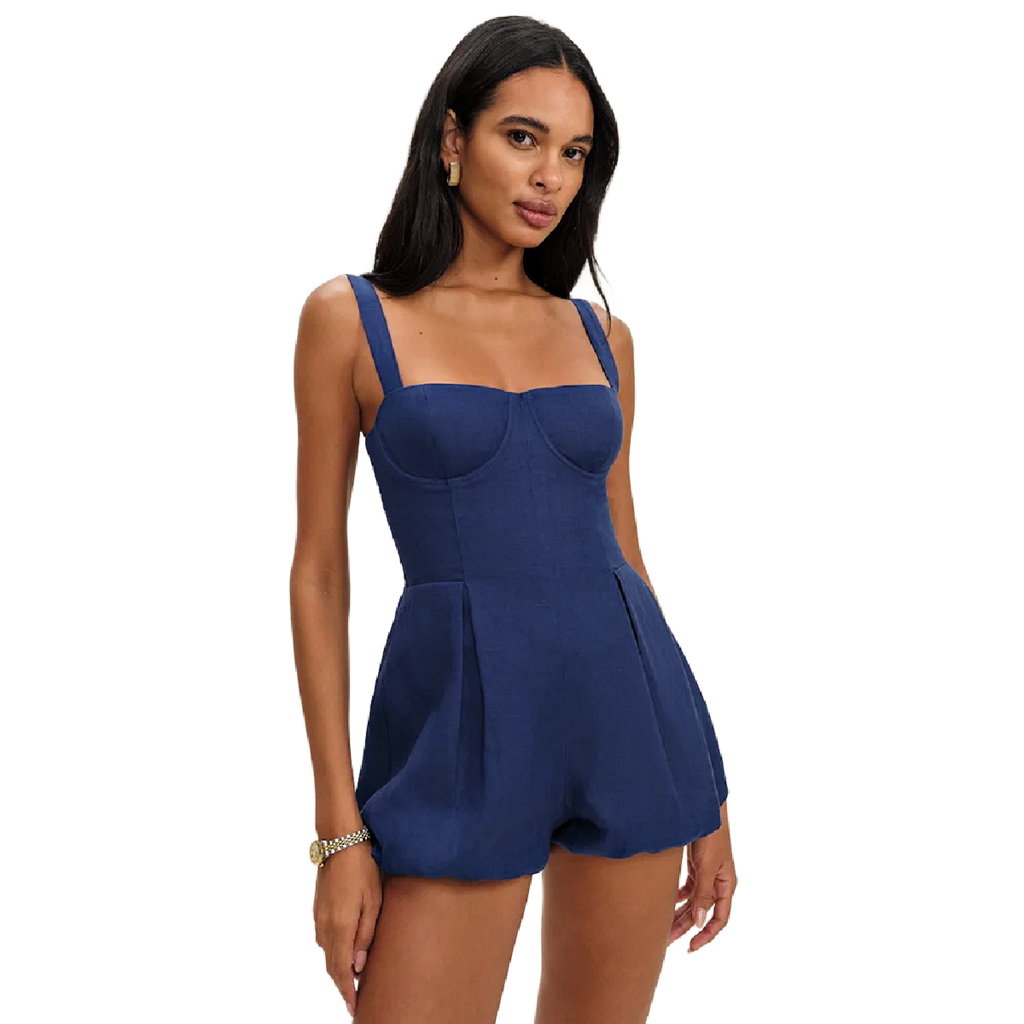 REFORMATION lydia linen romper retail 248.00 SZ 6 SMALL W