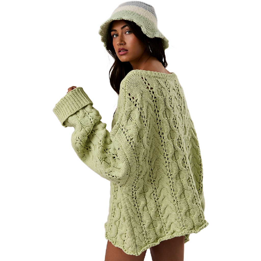 SMALL Light Green Cable Knit Sweater
