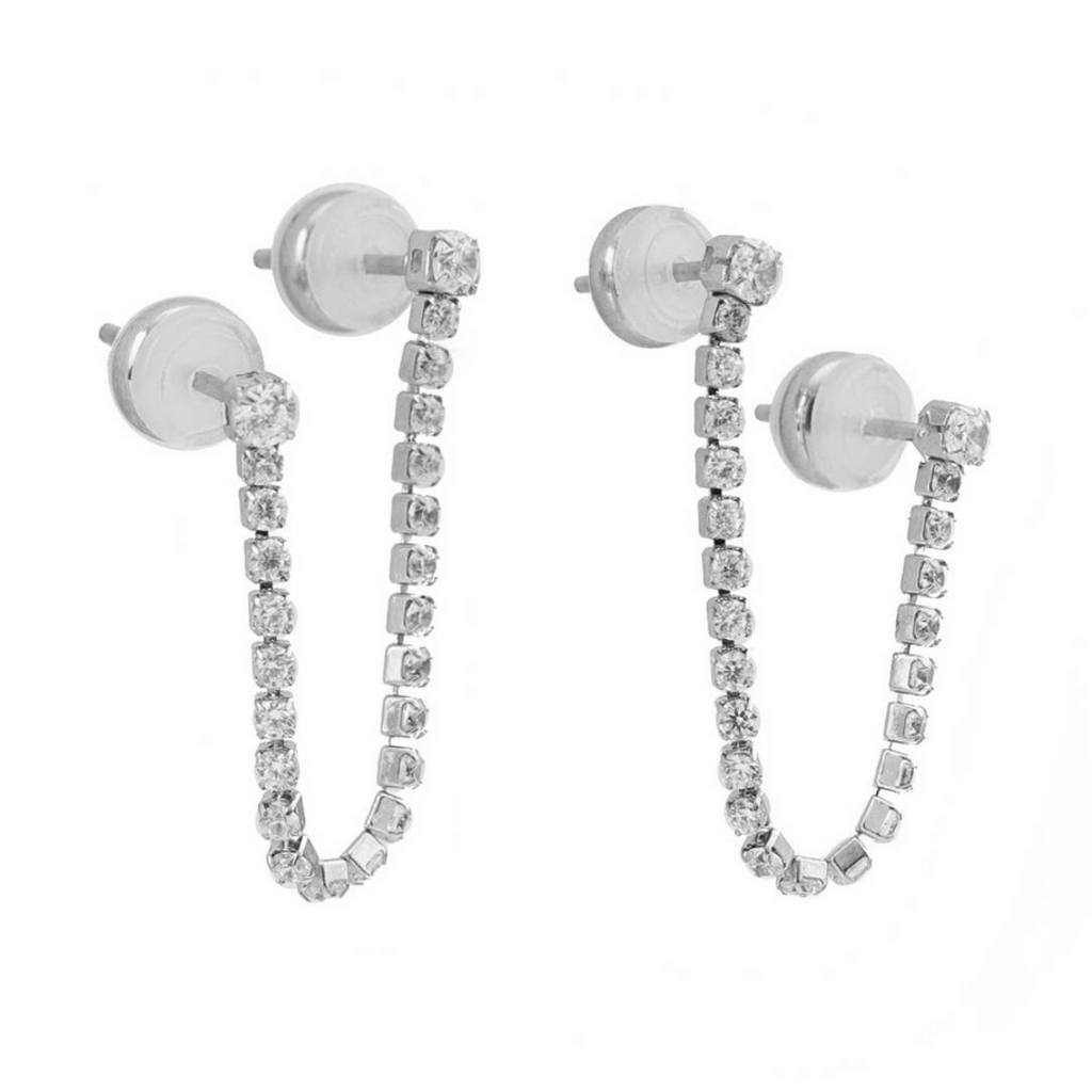 Waterproof Silver Tennis Double Studs