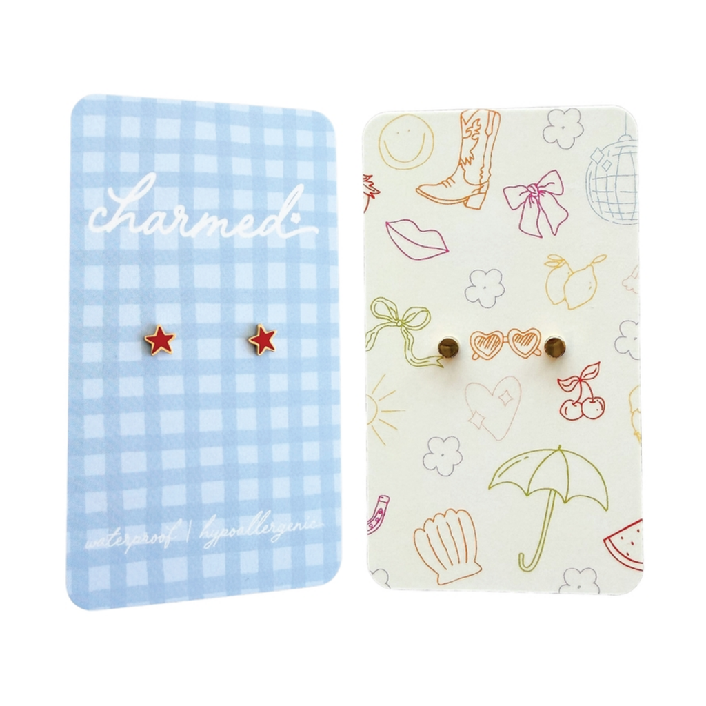 Hypoallergenic & Screw-Back - Red Stars