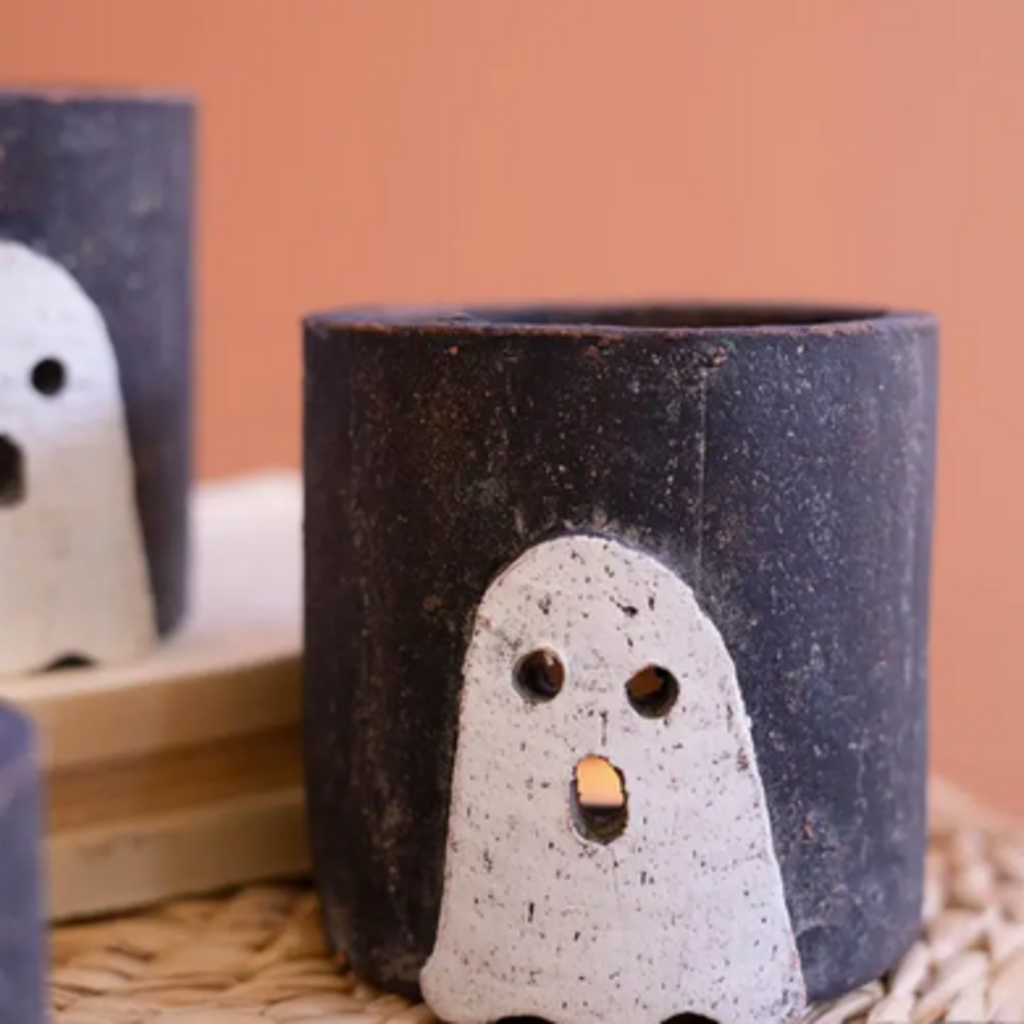 HALLOWEEN CLAY GHOST pot
