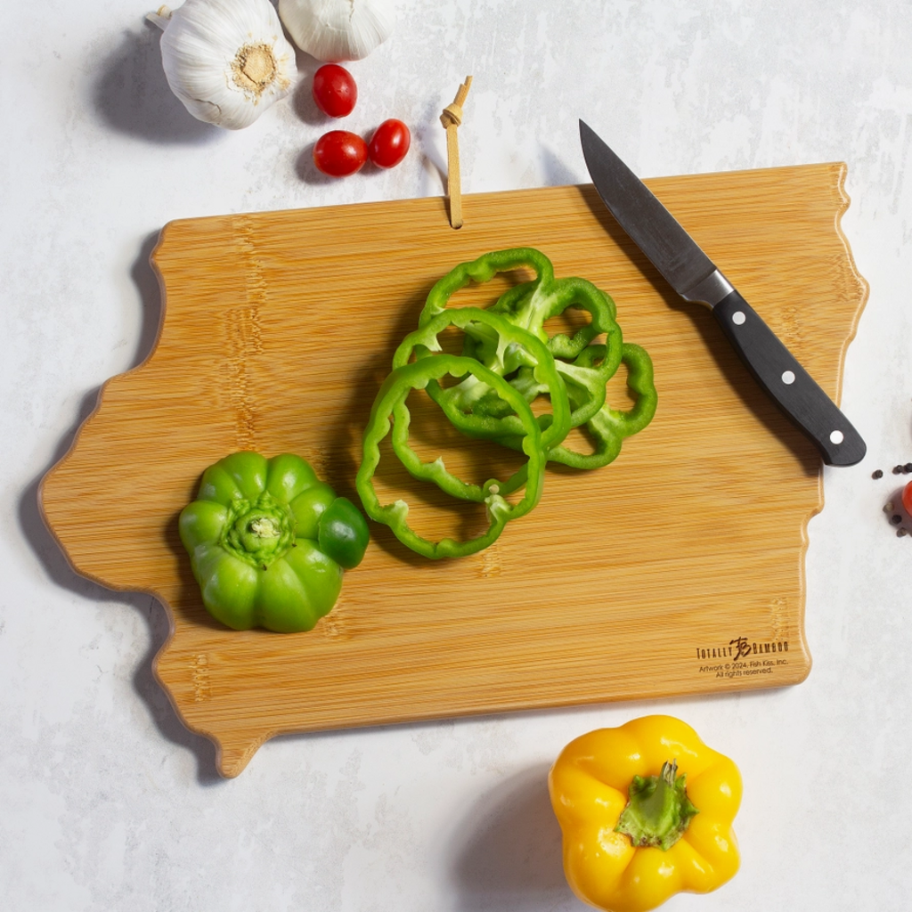 FISH KISS IOWA BAMBOO cutting board