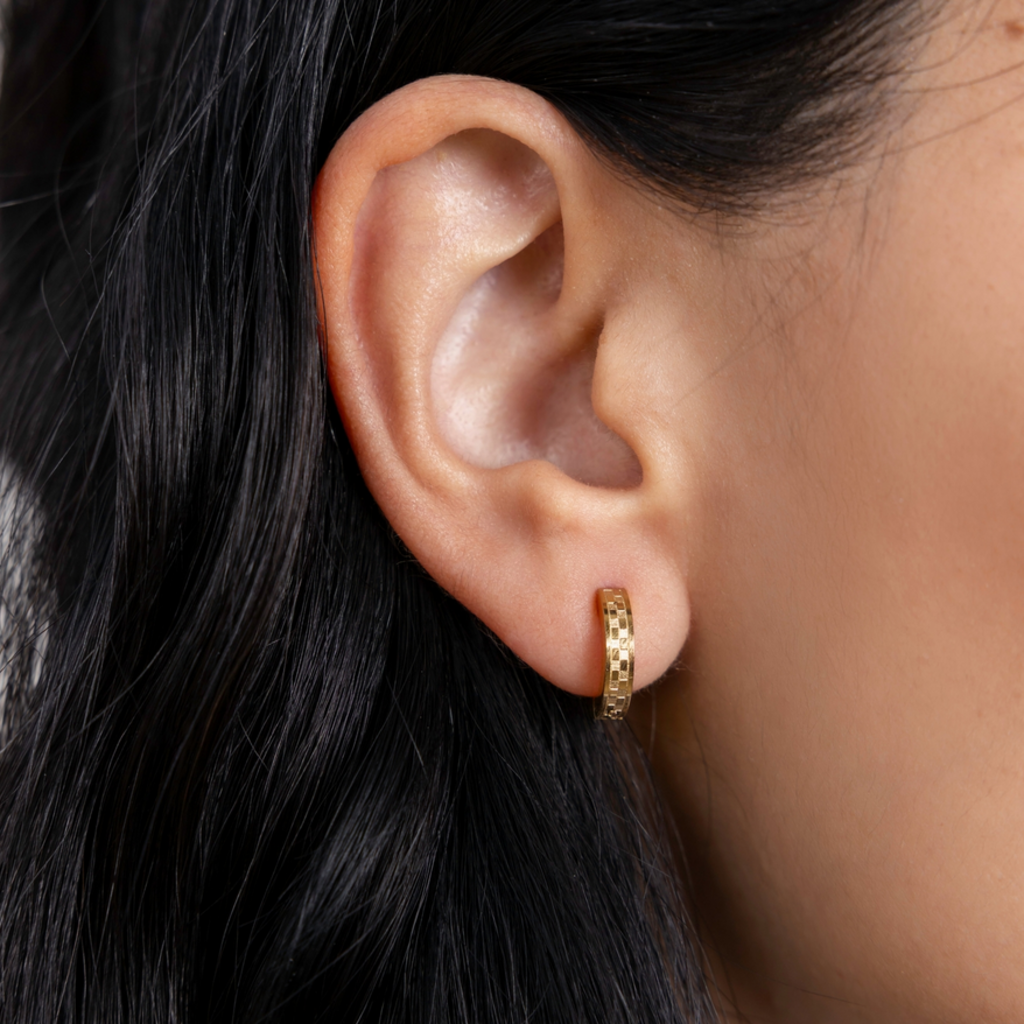 Chess Waterproof Gold Huggie Earrings