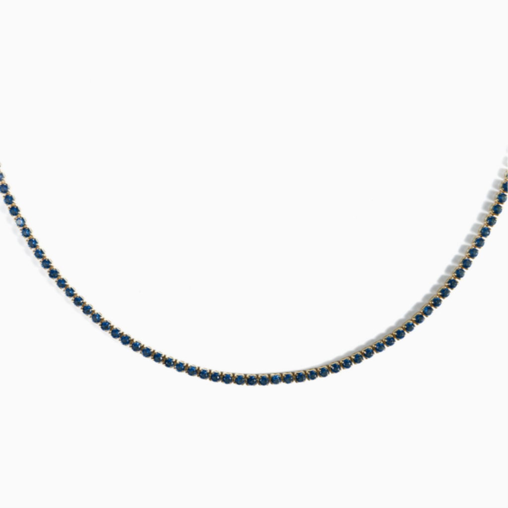 Tennis Choker Gold Blue Sapphire