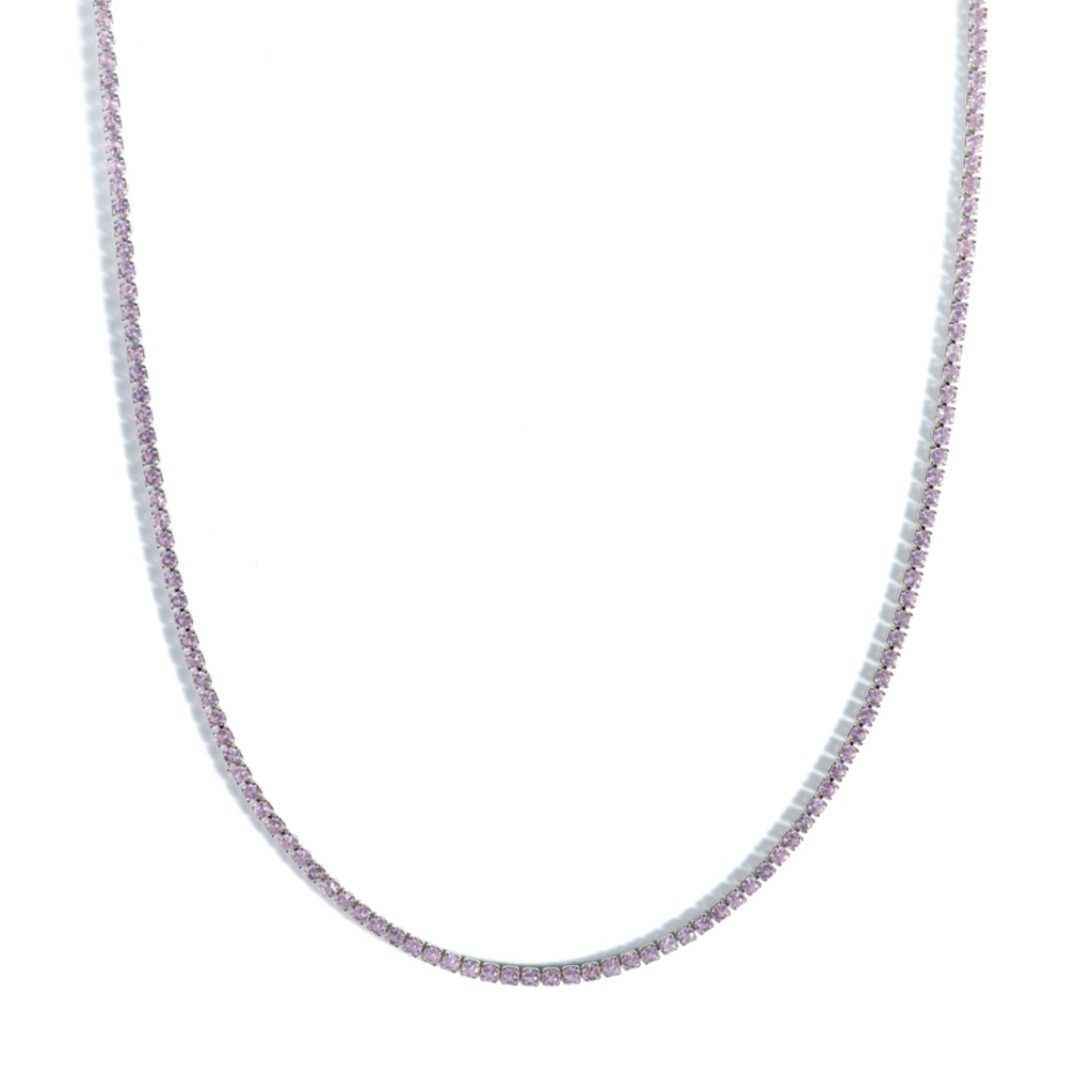 Tennis Choker Silver Pink Quartz