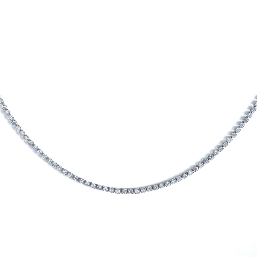 Tennis Choker Silver White Diamond