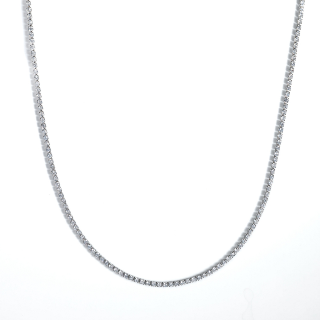 Tennis Choker Silver White Diamond