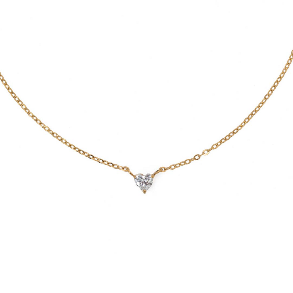 Waterproof 4mm Heart Solitaire Necklace