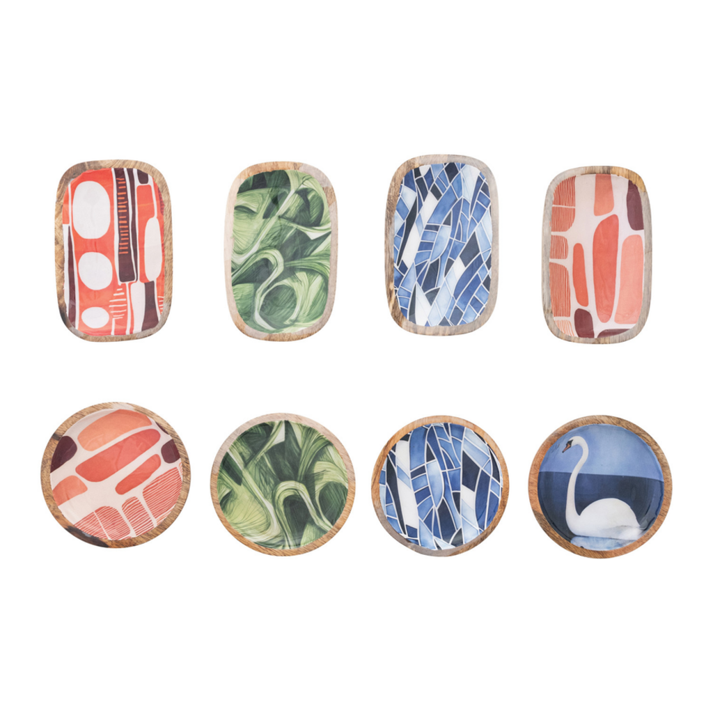 ENAMELED WOOD DISH - styles+colors vary