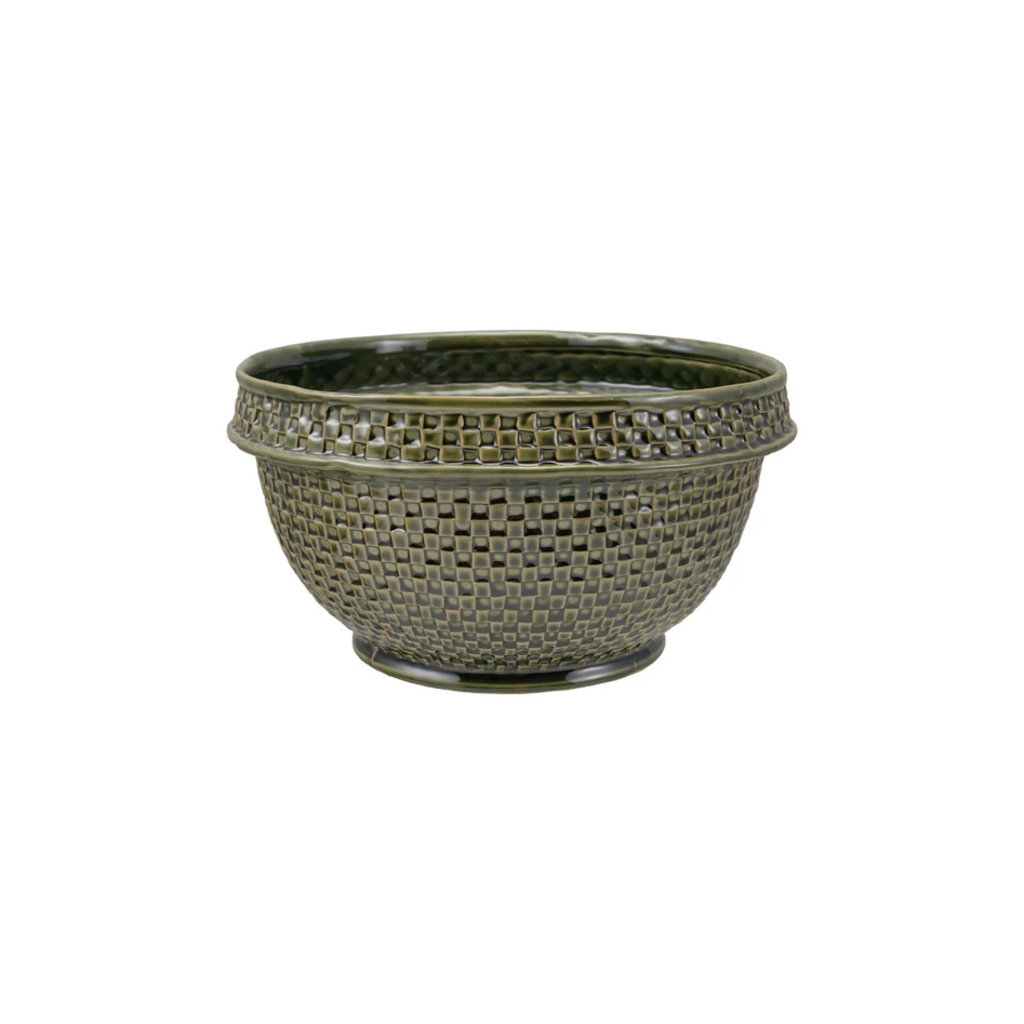 STONEWARE BASKET WEAVE BOWL