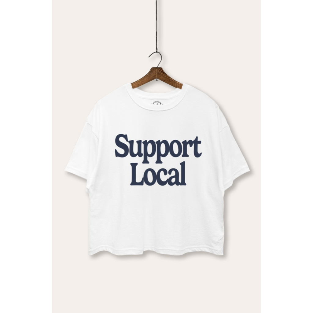WHITE Support Local Graphic Top MEDIUM