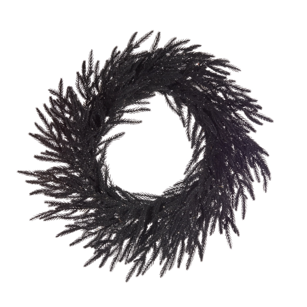 BLACK PINE WREATH 26"