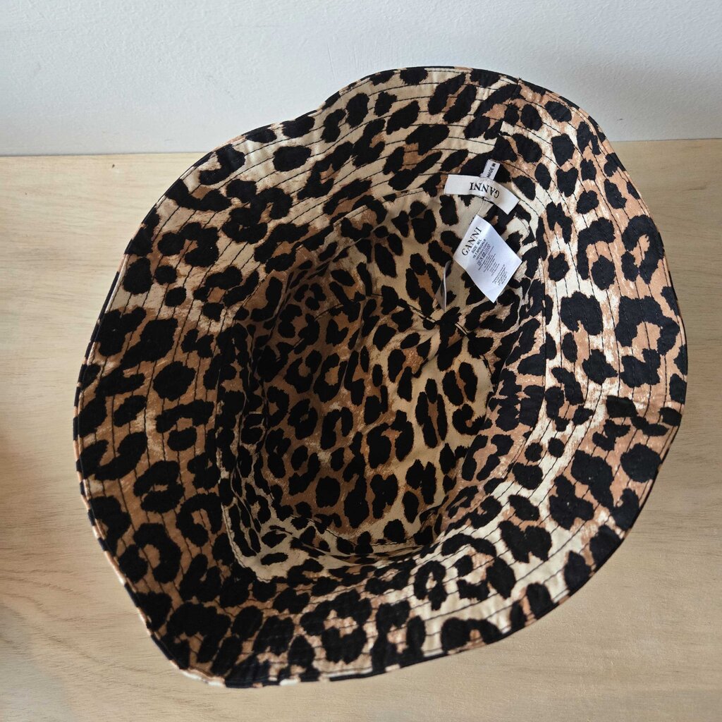 GANNI ANIMAL PRINT "HONEY" BUCKET HAT retail 140.00