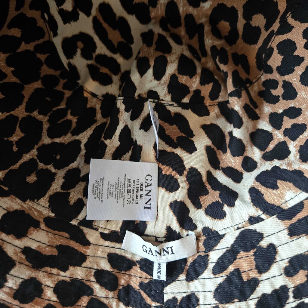 GANNI ANIMAL PRINT "HONEY" BUCKET HAT retail 140.00