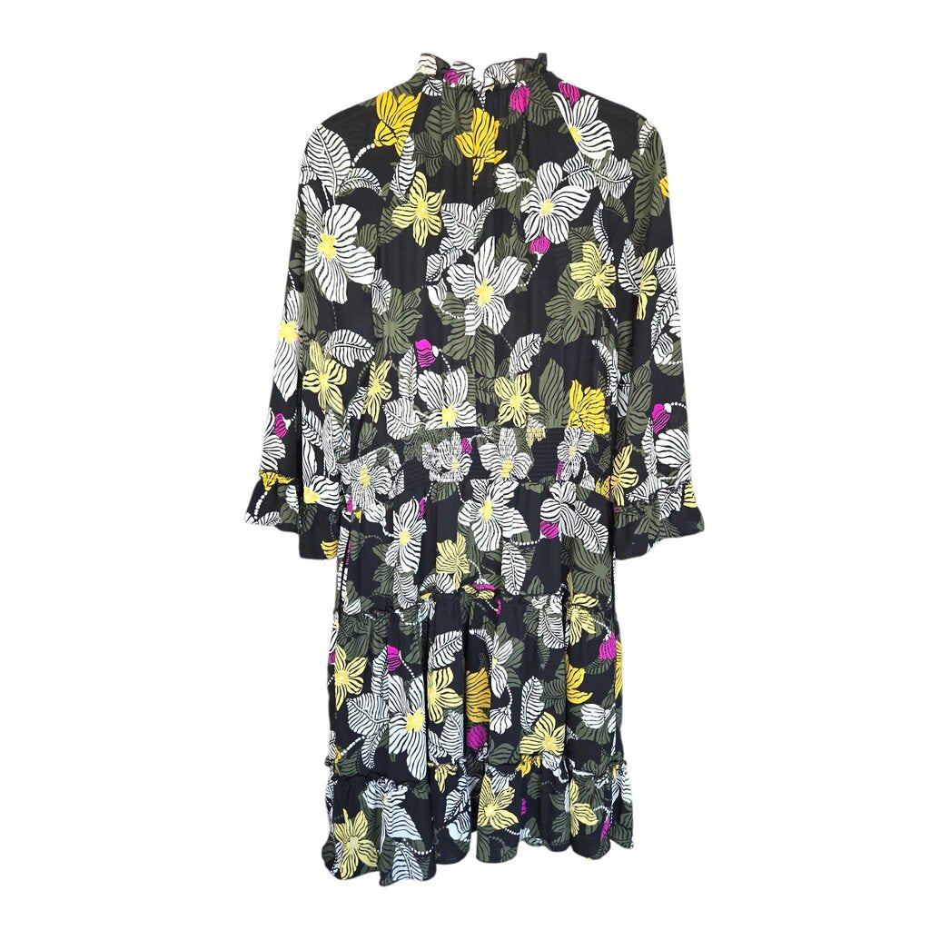 CHICO'S BOTANICAL RUFFLE DRESS SZ 8