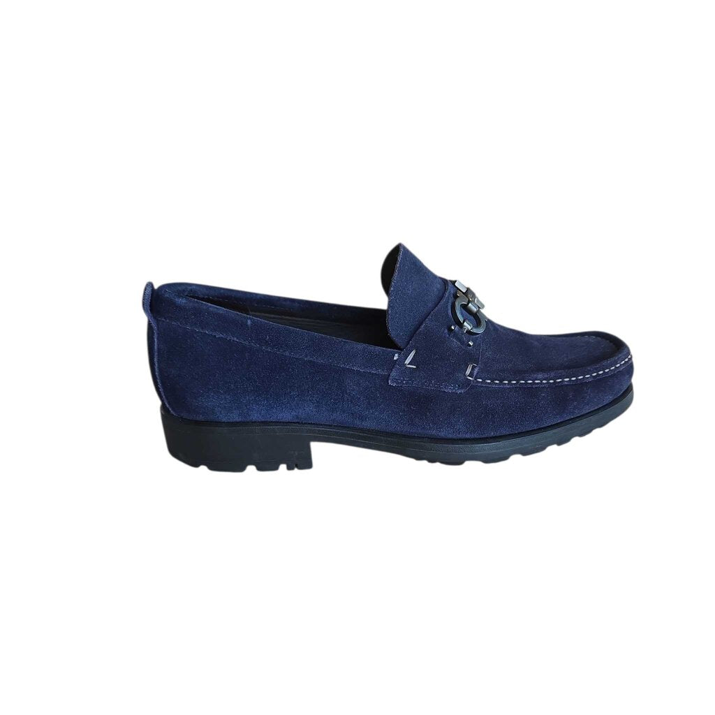FERRAGAMO NAVY SZ 9 EEE retail 895.00
