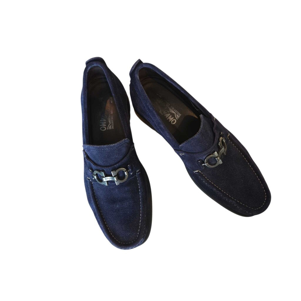 FERRAGAMO NAVY SZ 9 EEE retail 895.00