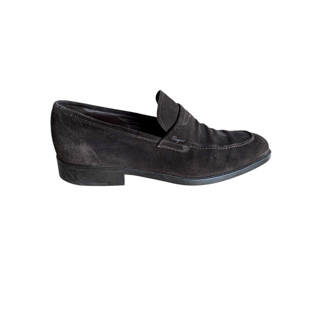 FERRAGAMO brown suede retail 795.00 SZ 10.5 D