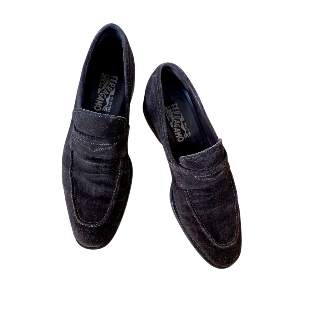 FERRAGAMO brown suede retail 795.00 SZ 10.5 D