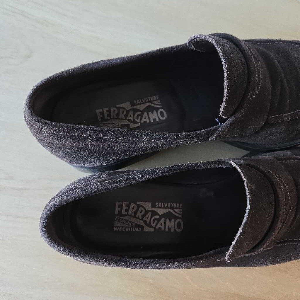 FERRAGAMO brown suede retail 795.00 SZ 10.5 D