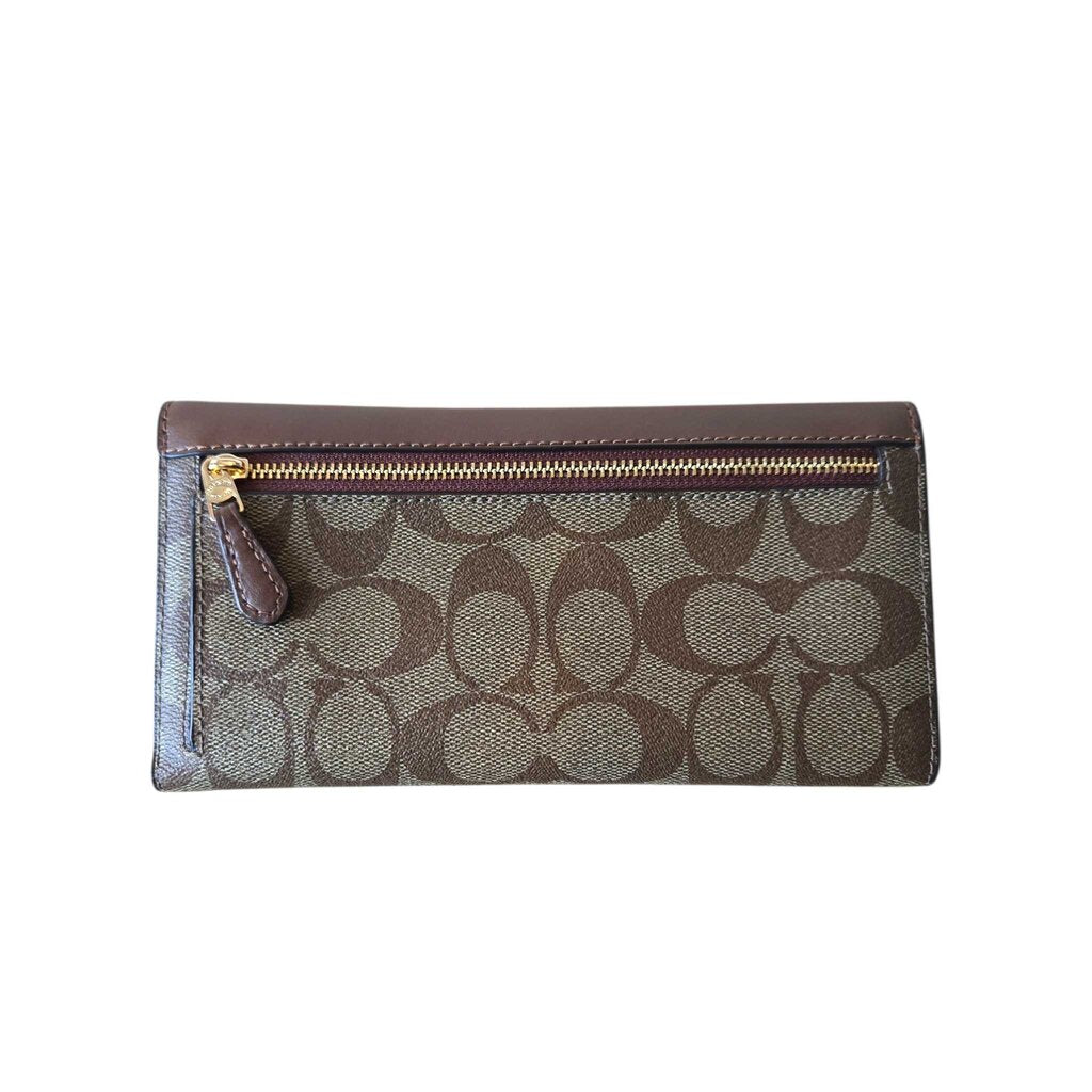 COACH TRI FOLD WALLET monogram + brown