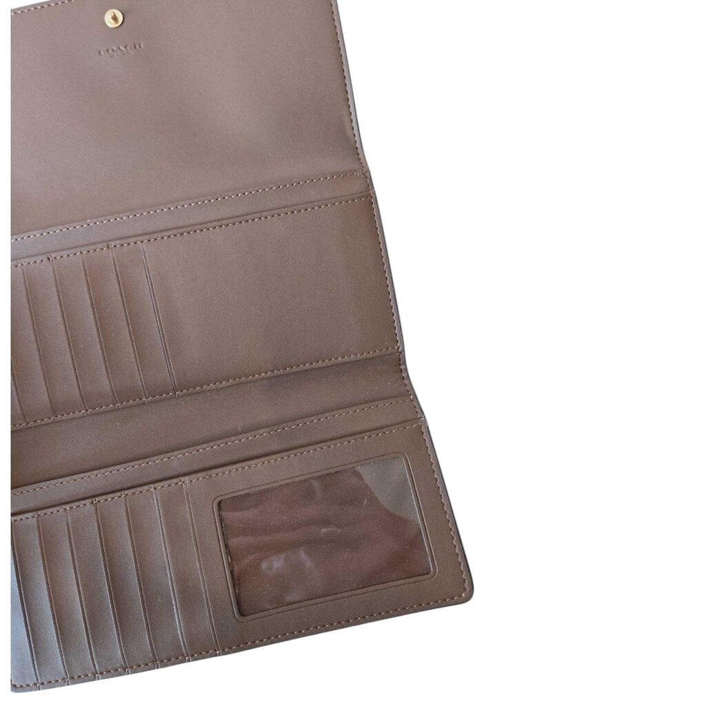 COACH TRI FOLD WALLET monogram + brown