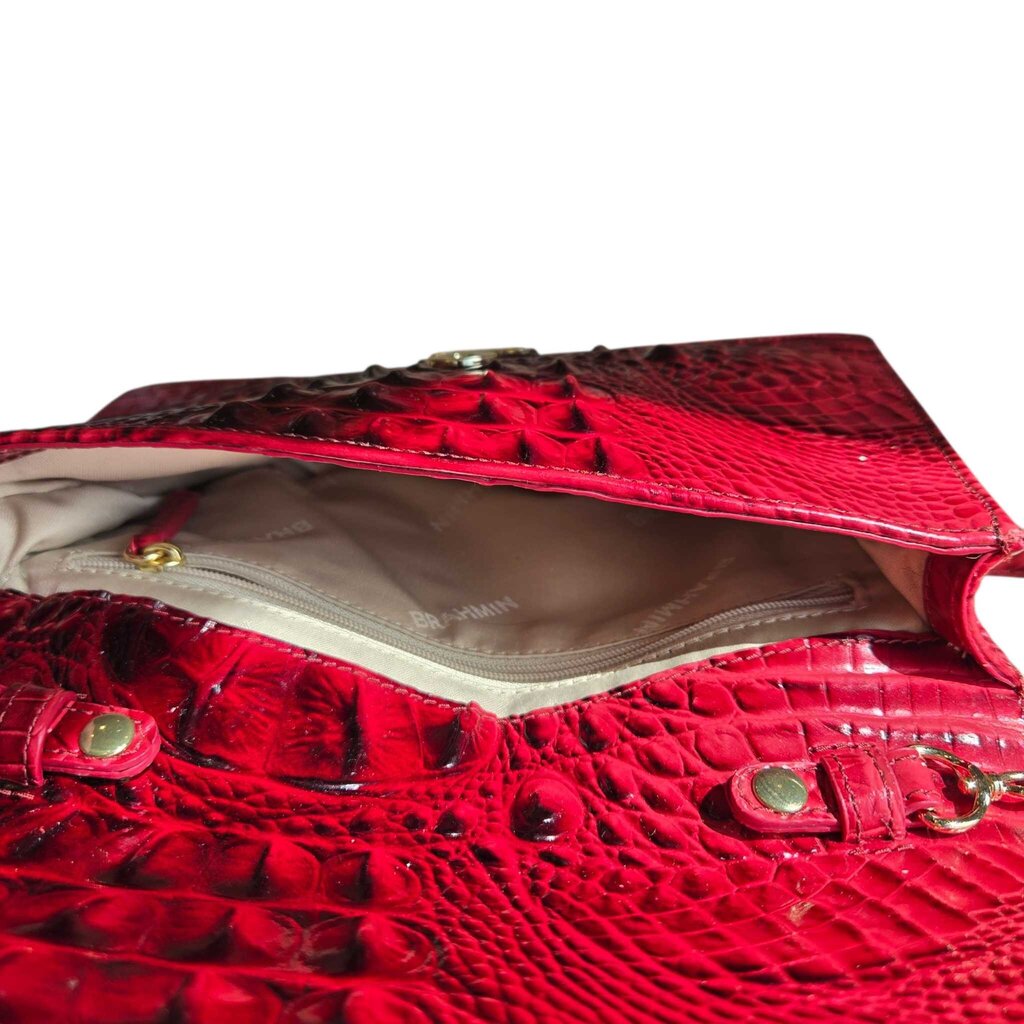 BRAHMIN Merlot Wendy Croc Embossed Crossbody