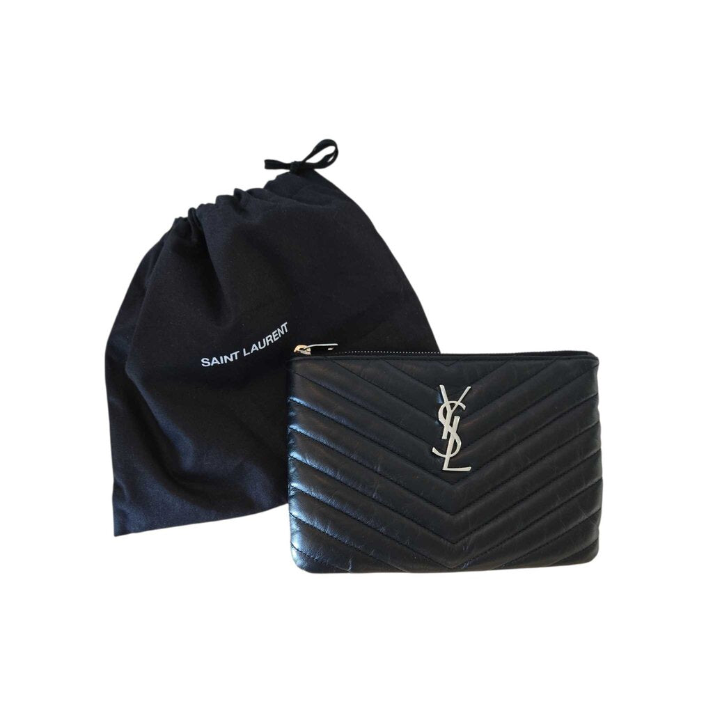 YSL saint laurent SMALL CHEVRON zip pouch