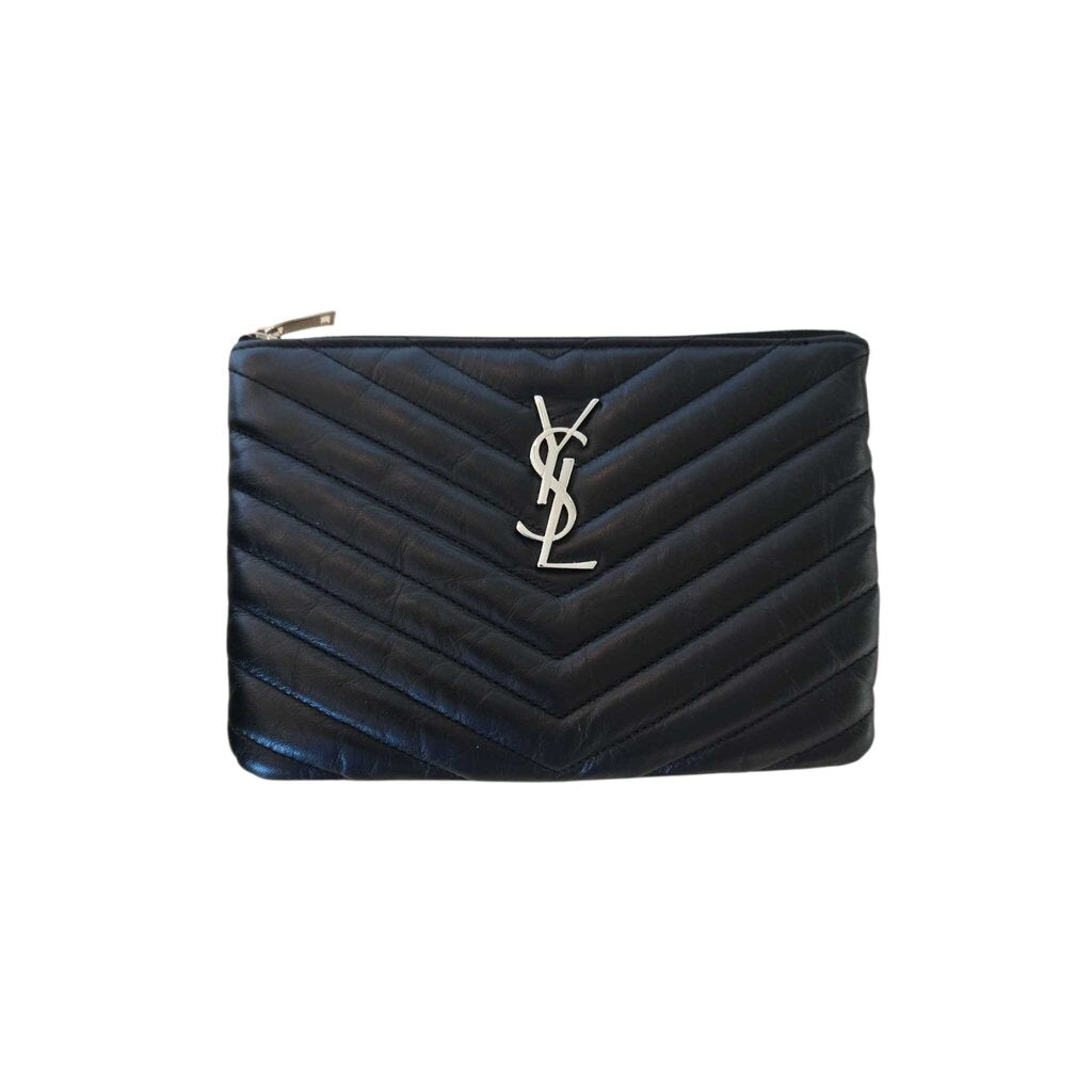 YSL saint laurent SMALL CHEVRON zip pouch