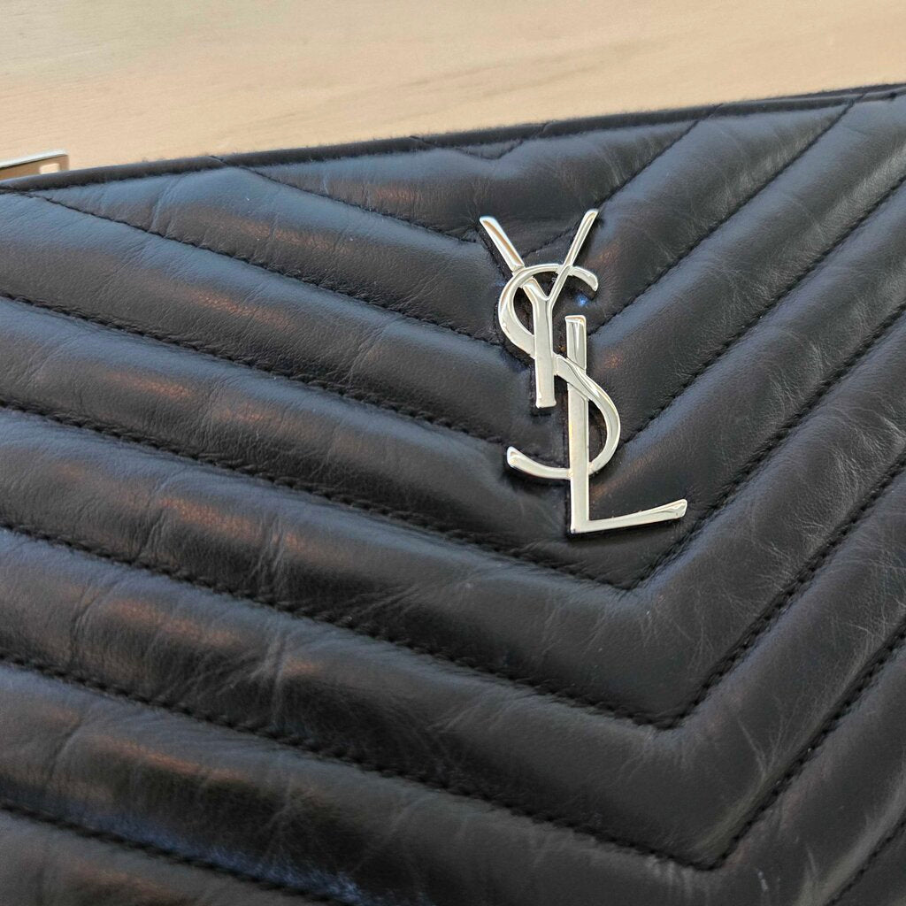 YSL saint laurent SMALL CHEVRON zip pouch