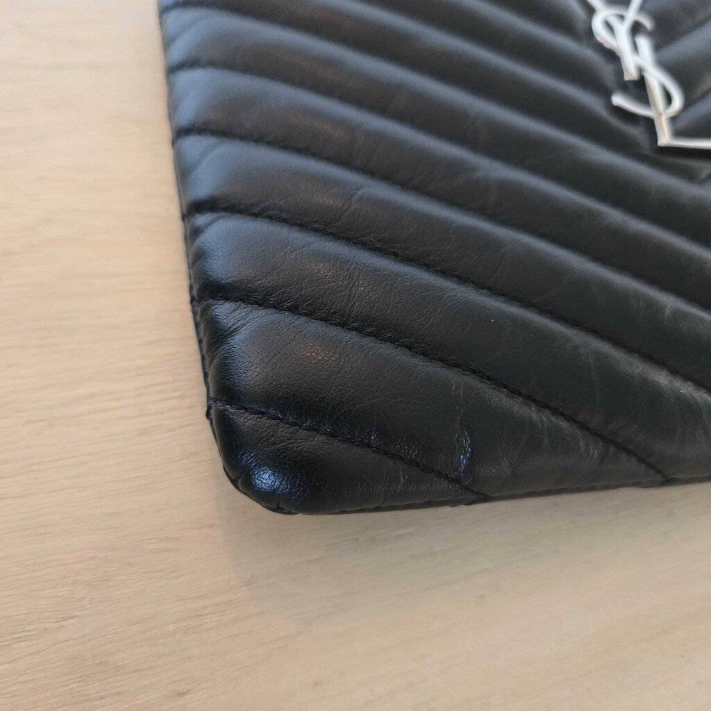 YSL saint laurent SMALL CHEVRON zip pouch