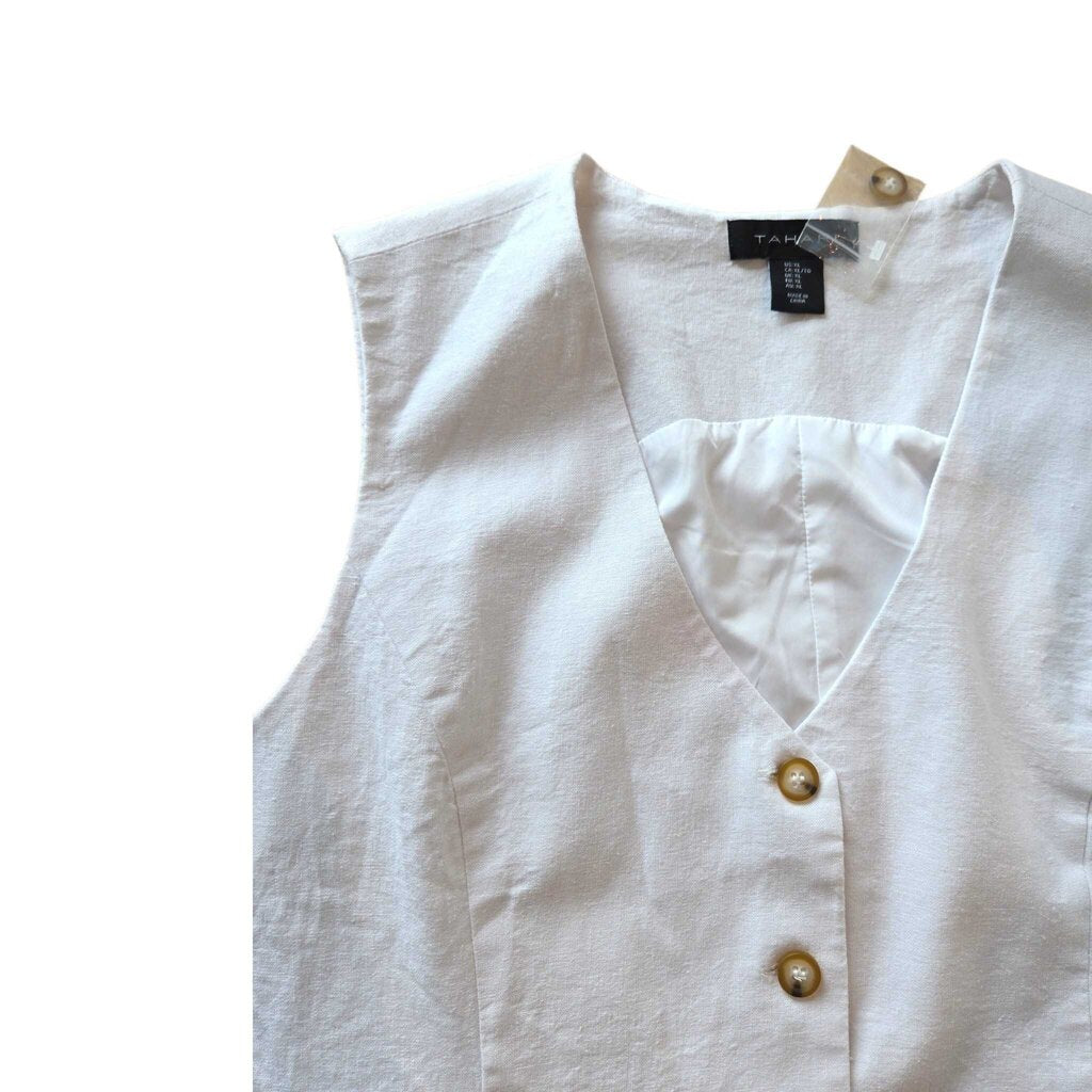TAHARI LINEN VEST SZ XL new B1