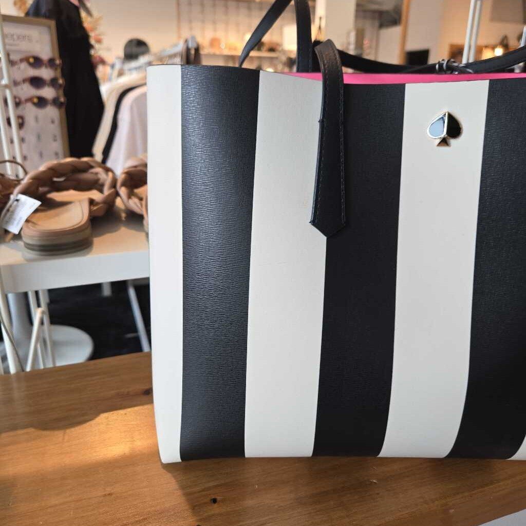 KATE SPADE blk + white TOTE