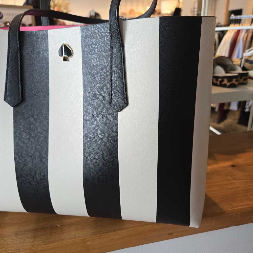 KATE SPADE blk + white TOTE