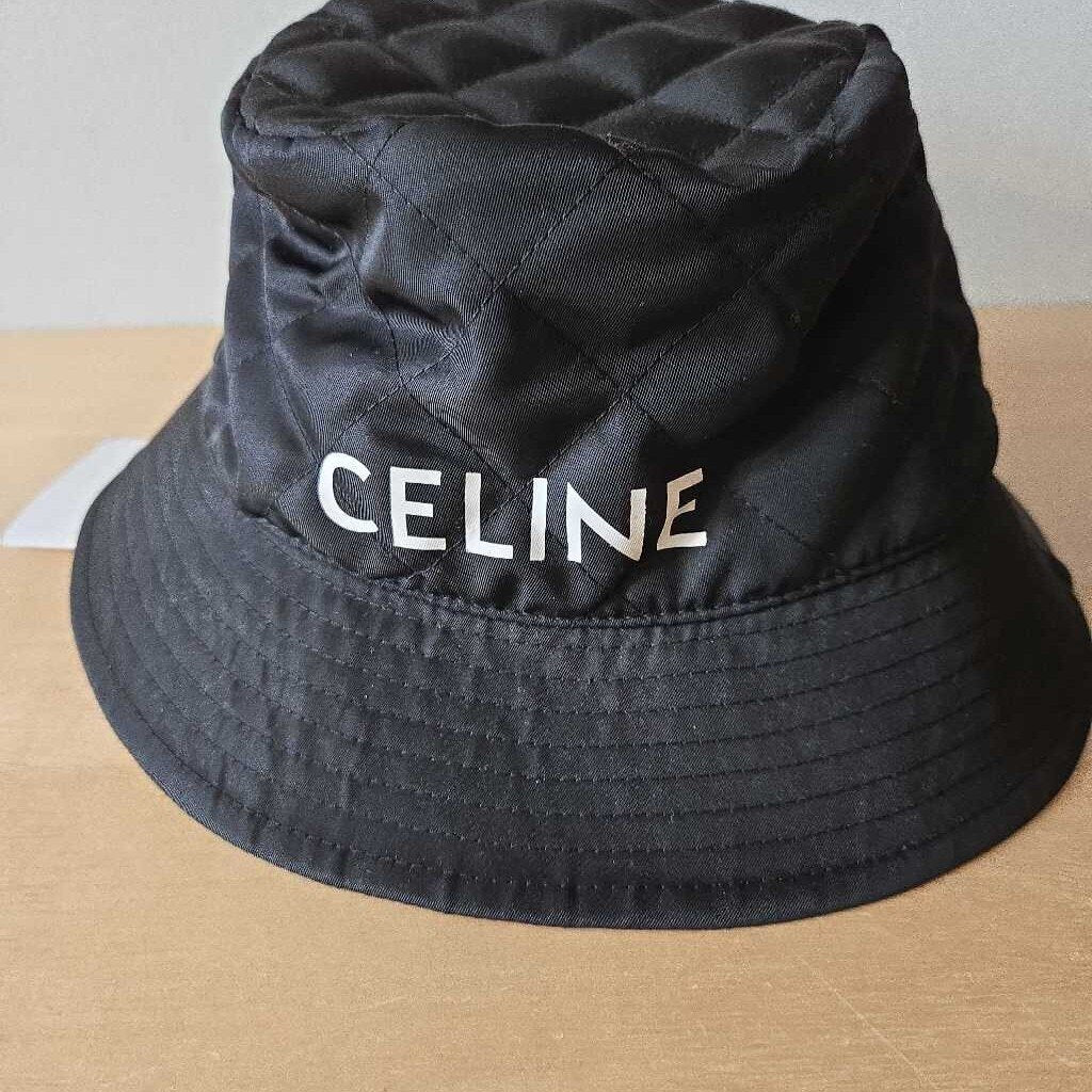 CELINE logo QUILTED BUCKET HAT new