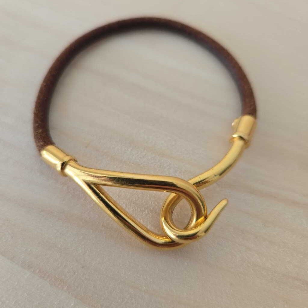 HERMES LEATHER JUMBO HOOK bracelet retail 450.00