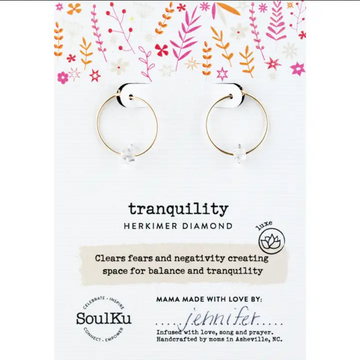 Herkimer Diamond Gold Hoop Earrings For Tranquility
