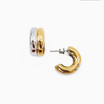 BELJOY - Ebbit Earrings Silver Gold Huggies