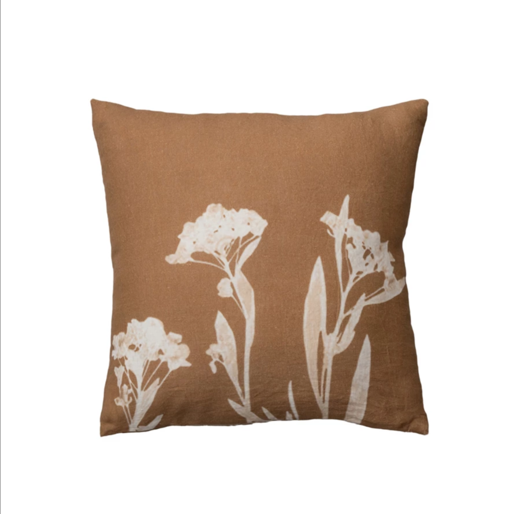 LINEN FLORAL PILLOW 20"