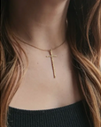 Tabby Cross Necklace - Hammered Gold