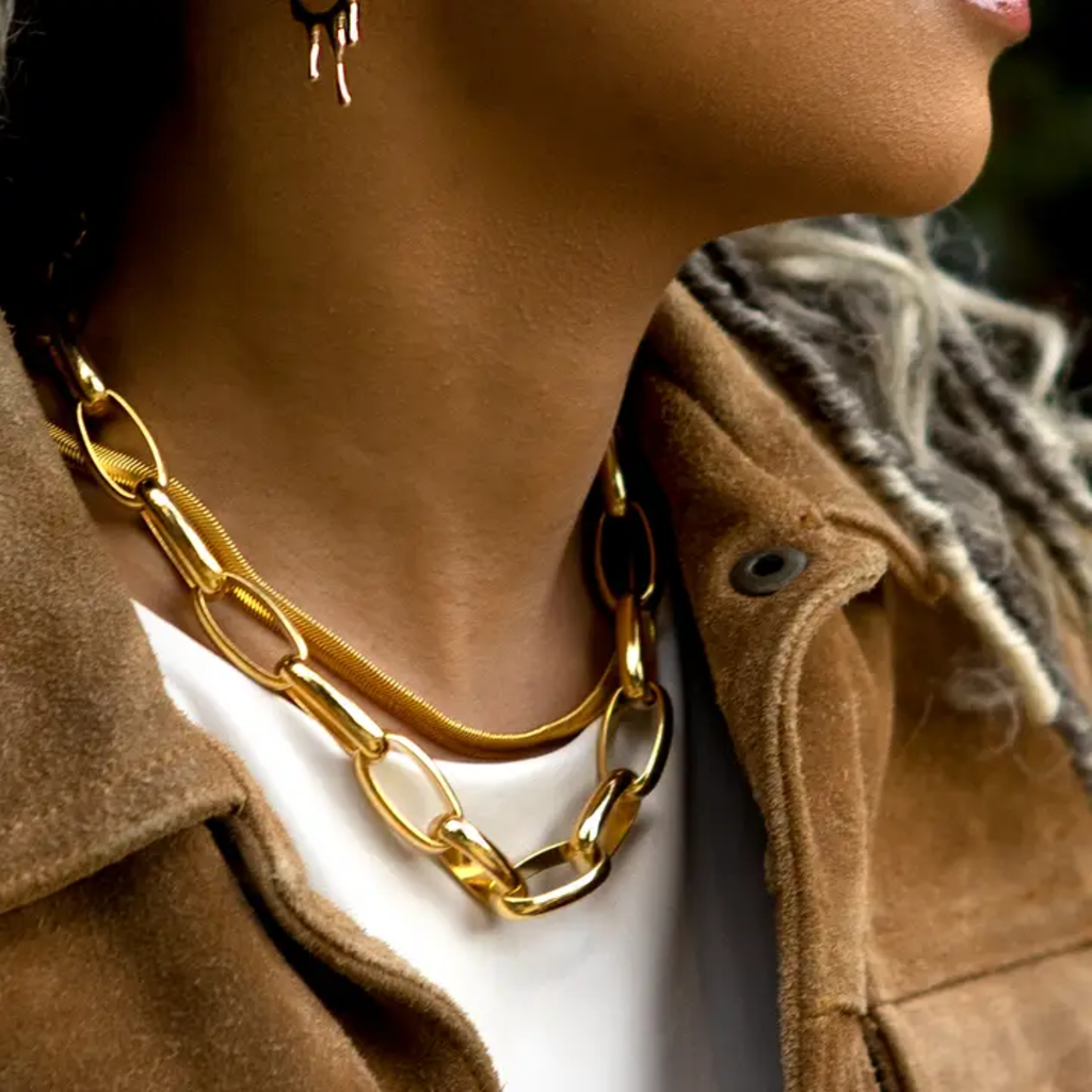 PRETTY IN LINK NECKLACE - 24K GOLD PLATED