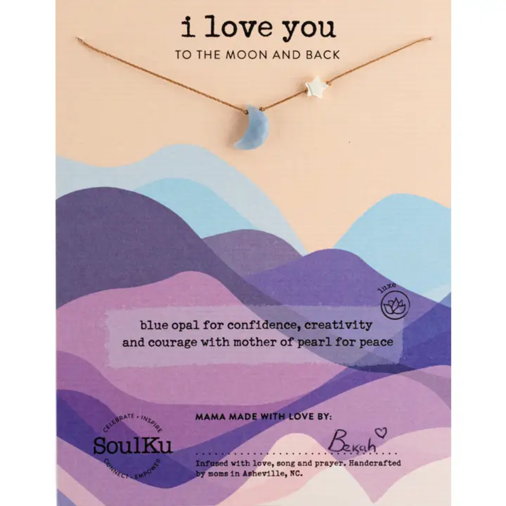 Blue Opal I Love You To the Moon &amp; Back Necklace