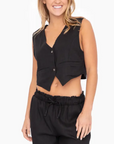 Tailored Resort Cropped Vest SMALL (BLACK)