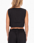 Tailored Resort Cropped Vest SMALL (BLACK)