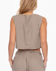 Tailored Resort Cropped Vest LARGE (TAN)