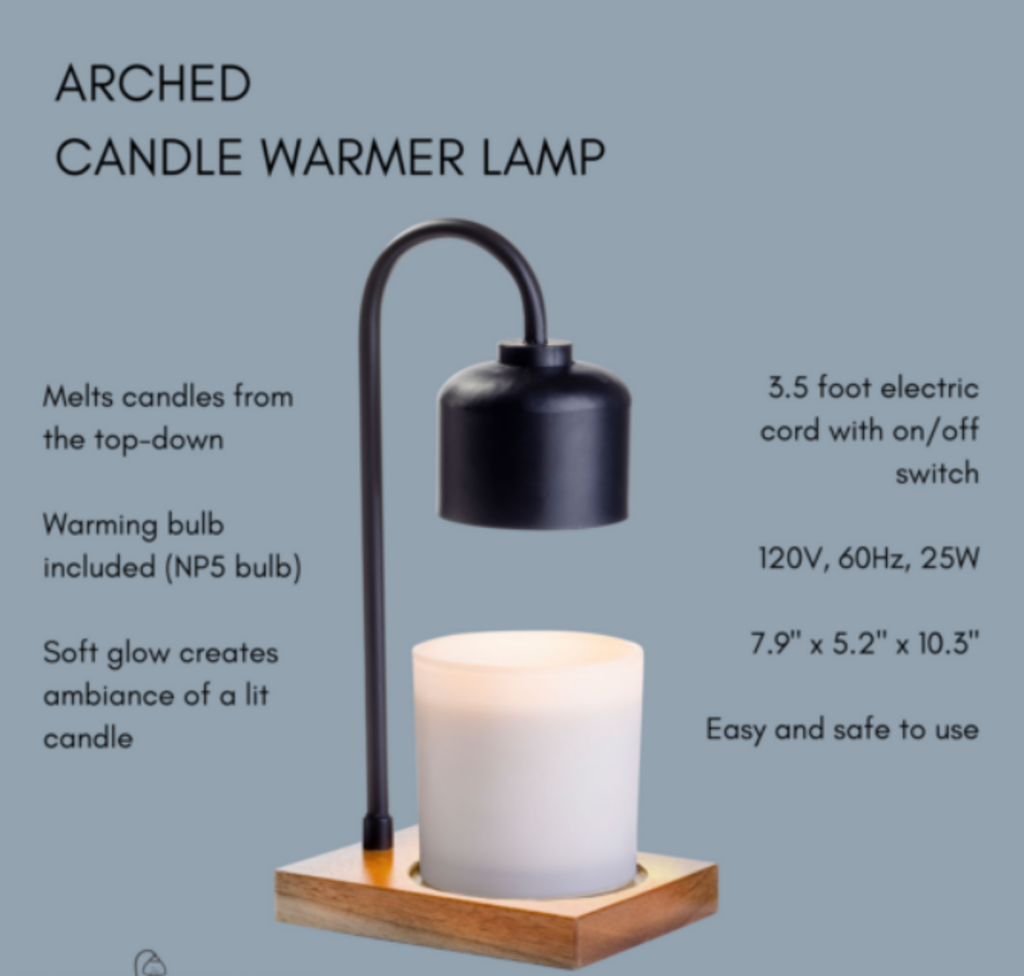 Black & Wood Arched Candle Warmer Lamp