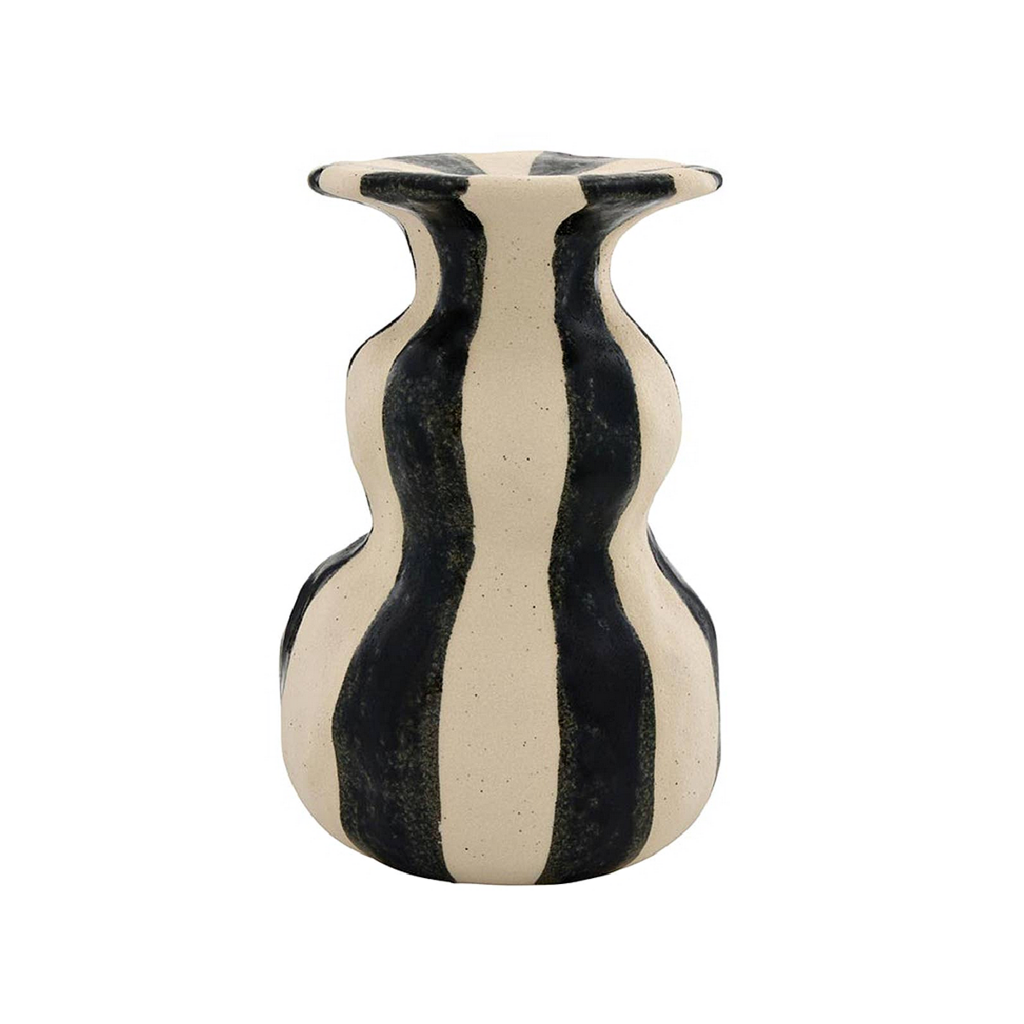 LARGE Striped Ceramic Candle Holder