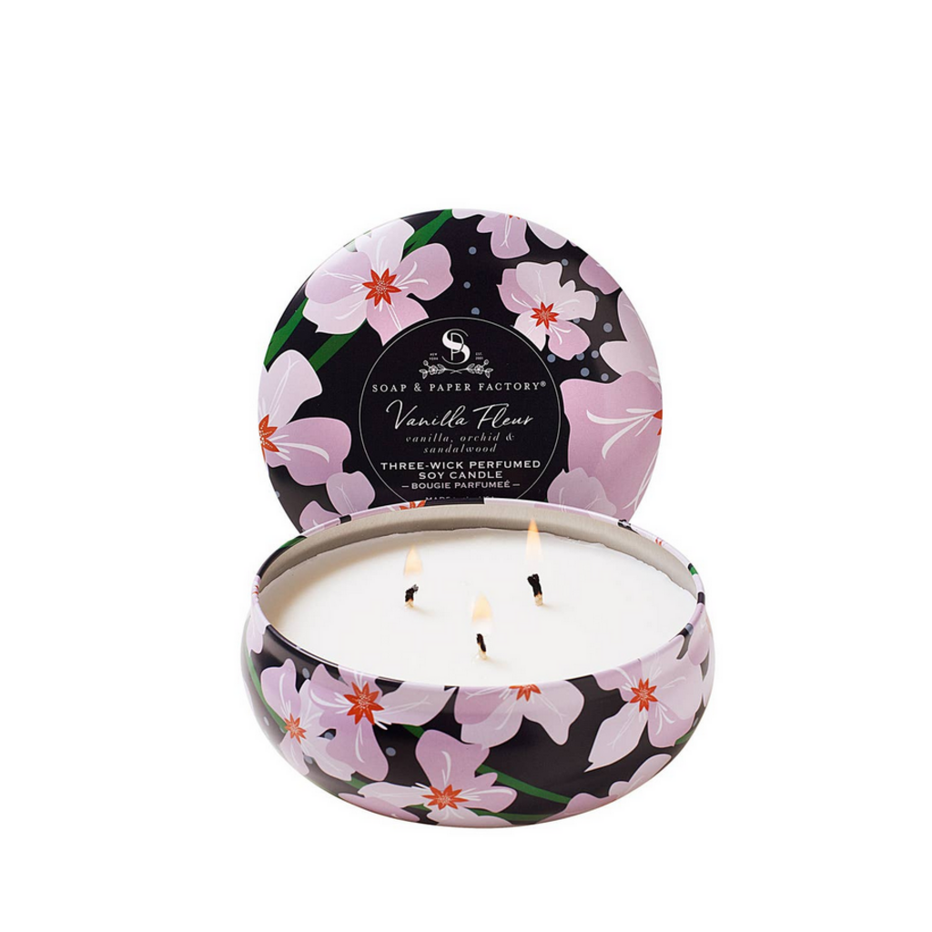 Vanilla Fleur Three-Wick Tin Soy Candle