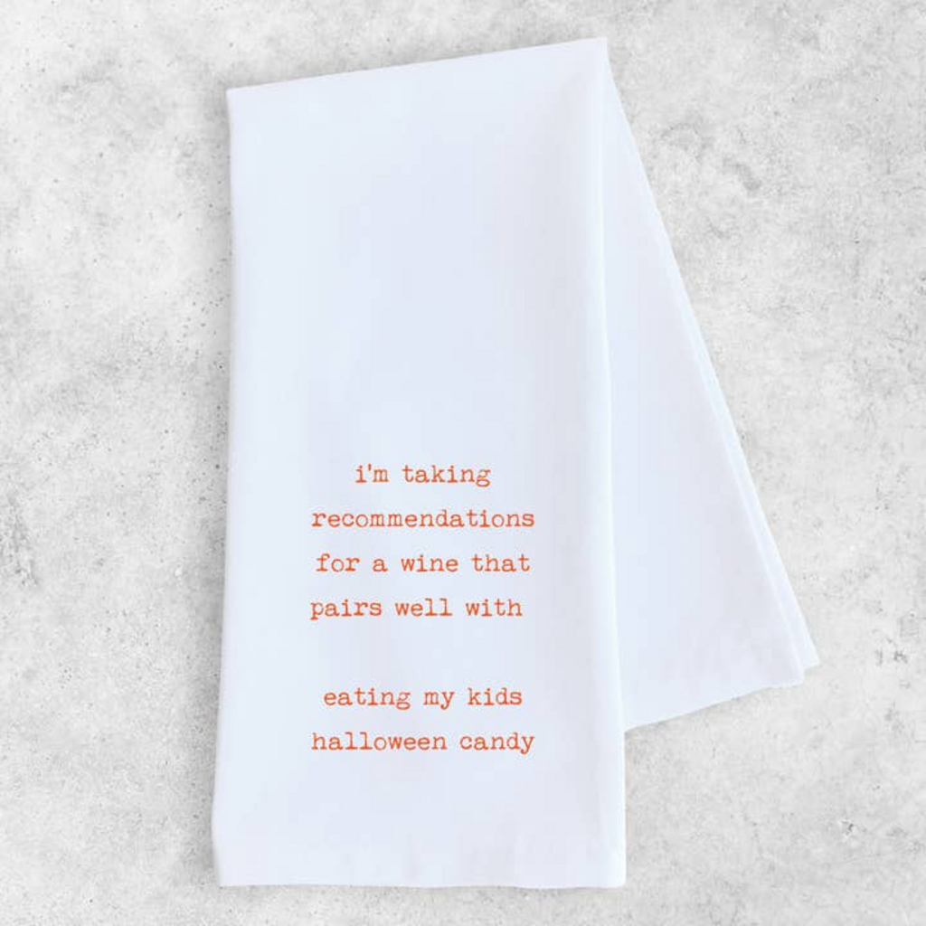 Kids' Halloween Candy & Wine Pairing - Tea Towel